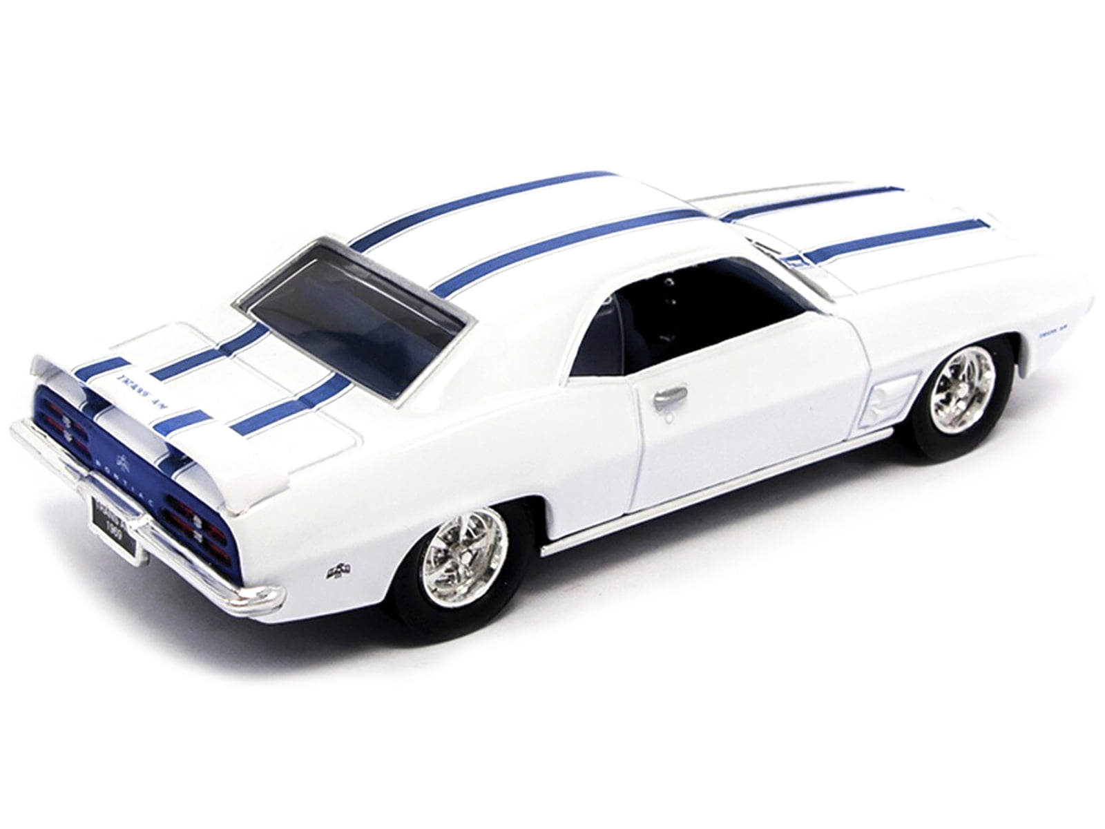 1969 Pontiac Firebird Trans Am, White with Blue Stripes 1:18