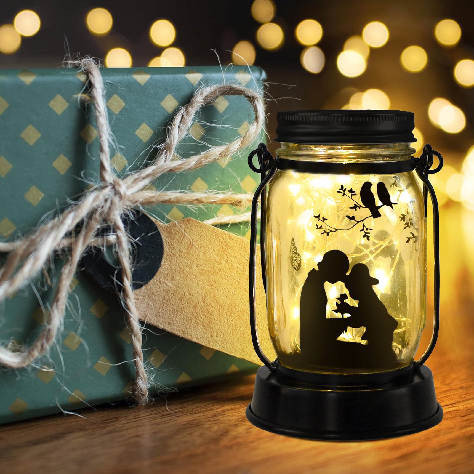 Parent-Child Solar Lanterns Mother's Day Gift Outdoor Garden Hanging Solar Lights Parent-Child Gifts for Women, Memorial Gifts Fairy Lights for Patio Yard Lawn Outside Decor Lamp