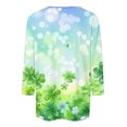 thumbnail image 4 of successthop St Patricks Day Womens Plus Size Tops 3/4 Sleeve Loose Green Crew Neck Polyester Casual St. Patricks Day Blouse Tops for Irish Themed Gifts 2XL, 4 of 5