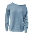 thumbnail image 4 of Baqcunre Womens Sweaters,Long Sleeve Fall Sweaters Crew Neck Solid Knitted Oversized Pullover Loose Fit Jumper,Womens Tops Off The Shoulder Sweater Top Tunic Sweaters for Women Blue S, 4 of 4
