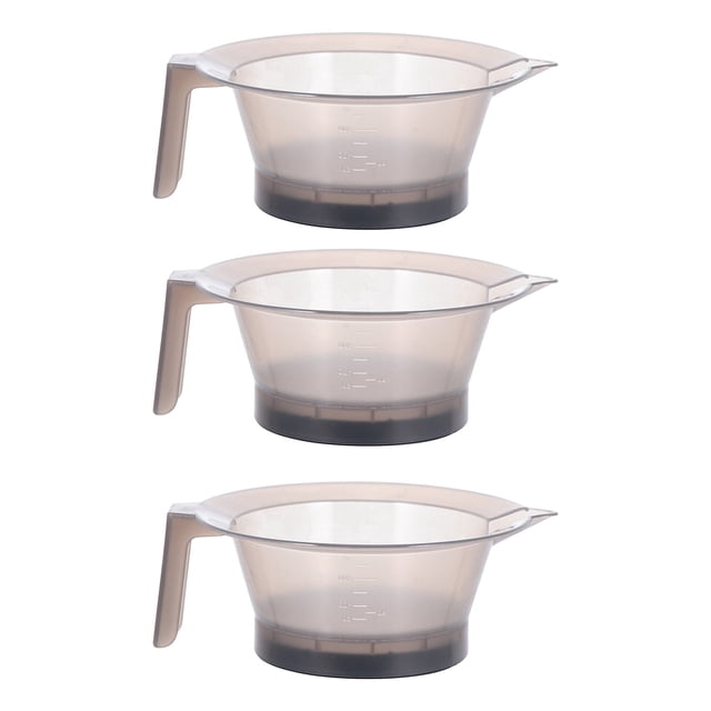 BEADCEST 3Pcs Hair Dying Bowl Transparent Plastic with Scale Handle Stackable for Home and Salon Use