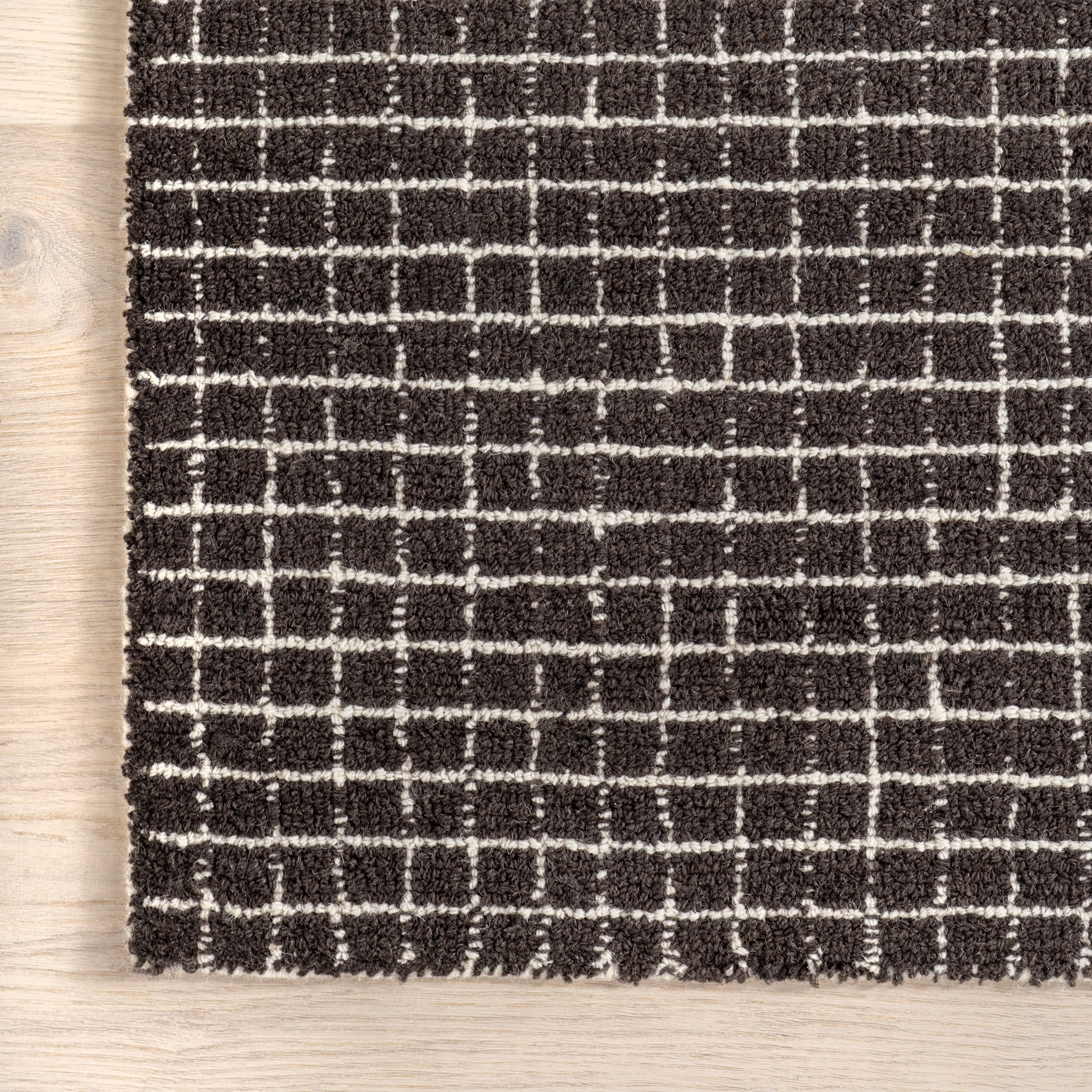 Rugs USA Melrose Checked Wool Area Rug, 5' x 8', Melrose Charcoal