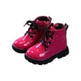 thumbnail image 1 of UKAP - Botas de combate para niños y niñas, botines impermeables, botas de piel sintética con cordones y cremallera, 1 of 6