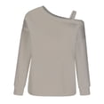 thumbnail image 5 of AXXD Basic Summer Shirts for Women 2024 Trendy Casual Solid One Shoulder Pullover Long Sleeve Top, 5 of 5