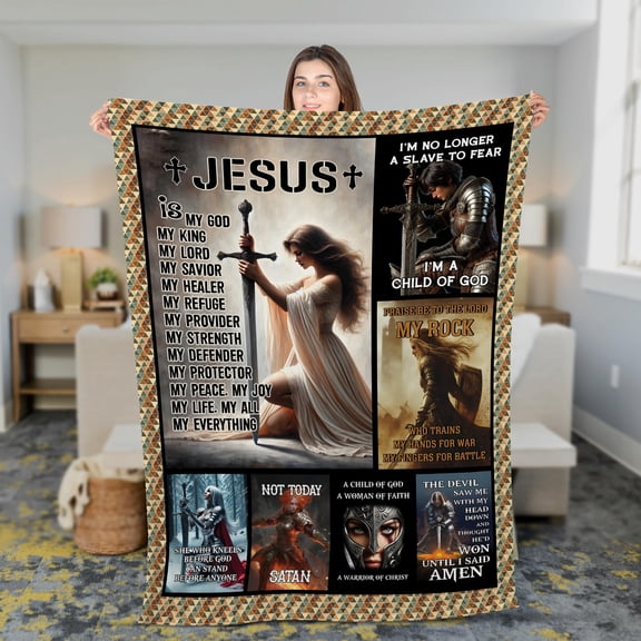 Lotusprinthandmade Christian Jesus A Woman Of Faith Fleece Blanket 2 Sizes (Made in US) (60"x50"), Faith-Based Cozy Throw, Inspirational Jesus-Themed Fleece Blanket