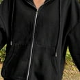 thumbnail image 2 of Veste à Capuche Zippée en Coton Mélangé pour Femmes Grande Taille Veste Ample Noire L, 2 of 7