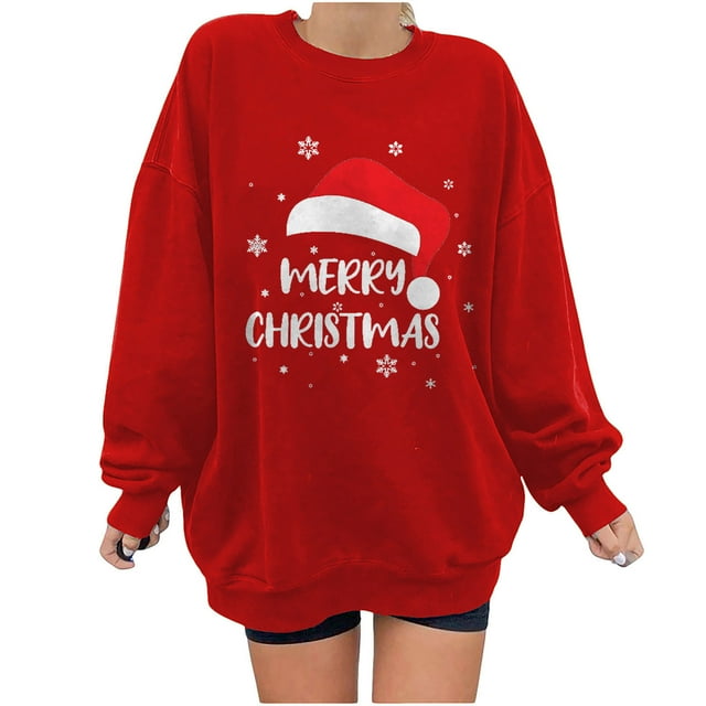 Blouse à Manches Longues pour Femmes Mode Imprimé Col Rond Pull Manches Longues Blouse Confortable Chandail en Molleton