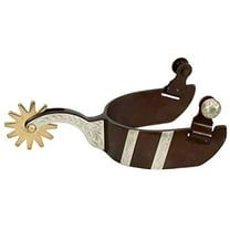 Showman Men's Antique Brown Steel Spurs w/ Engraved Silver Bar Design