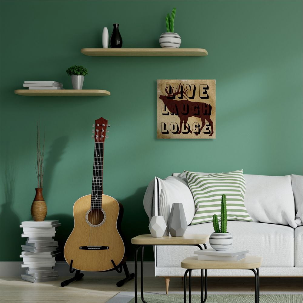 Stupell Industries Live Laugh Lodge Moose Country Home Animal Textured Word Design Canvas Wall Art by Sheldon Lewis