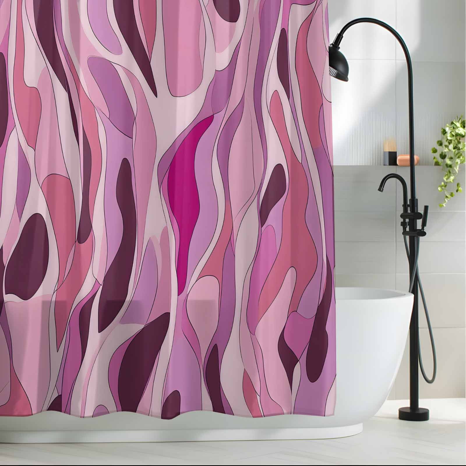 Modernism Style Fabric Shower Curtain Water Ripple Washable Shower Curtains for Bathroom, Waterproof Bath Curtain with Hooks Home Decor 72x72in