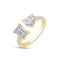 thumbnail image 4 of 1.90 Carat Emerald, Heart & Round Cut Lab Created Moissanite Adjustable Toi Et Moi Half-Eternity Engagement Ring For Women In 14K Yellow Gold Over Sterling Silver(G-H Color,VVS1 Clarity, 1.90 Cttw)-10, 4 of 7