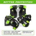 thumbnail image 4 of QUANFENG QF Kids Knee Pads and Elbow Pads with Wrist Guards 3 in 1 Protective Gear Set for Children Outdoor Activities, Black + Green, 4 of 6