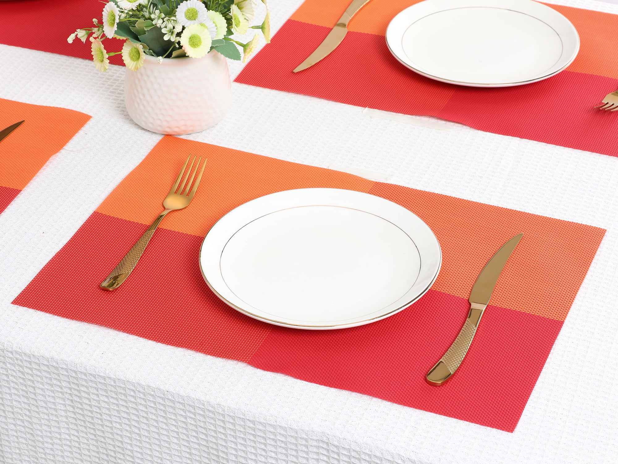 Unique Bargains Placemats for Kitchen Table Heat Resistant Table Placemats Orange