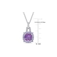 thumbnail image 2 of 2.30 Carat (Ctw) Amethyst & Tanzanite Halo Pendant Necklace in Sterling Silver with Chain for Women, 2 of 5