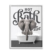 Stupell Industries Hot Bath Elephant Animals & Insects Painting White Framed Art Print Wall Art, 24 x 30