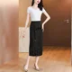 thumbnail image 5 of Falda estilo chino de cintura alta, de longitud media y reductora de edad de alta calidad para mujer, falda estilo A con abertura lateral y diseño de jacquard vintage, 5 of 5
