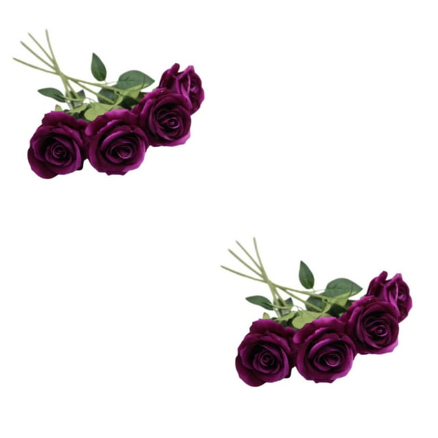 relayinert 10pcs/set Celebrate Christmas In Style Stunning Silk Flower Arrangements – Many Colors Available Can Change The Shape Rose Purple color 2Set