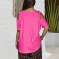 thumbnail image 4 of iHengLiXing Plus Size Spring Tops for Women 2025 Dressy Casual Women Summer Sexy T- Shirt Cold Shoulder Pullover Blouse-Neck Short Sleeve Solid Pink L, 4 of 6