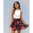 thumbnail image 6 of Shorts for Women Summer Casual Chiffon Skorts Boho Ruffle Tennis Mini Skirts Red flowers M, 6 of 8