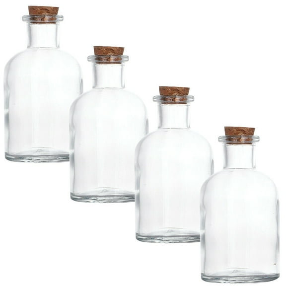 4pcs Clear Glass Bottle Matches Glass Storage Bottle Sub Bottle Wishing Bottles