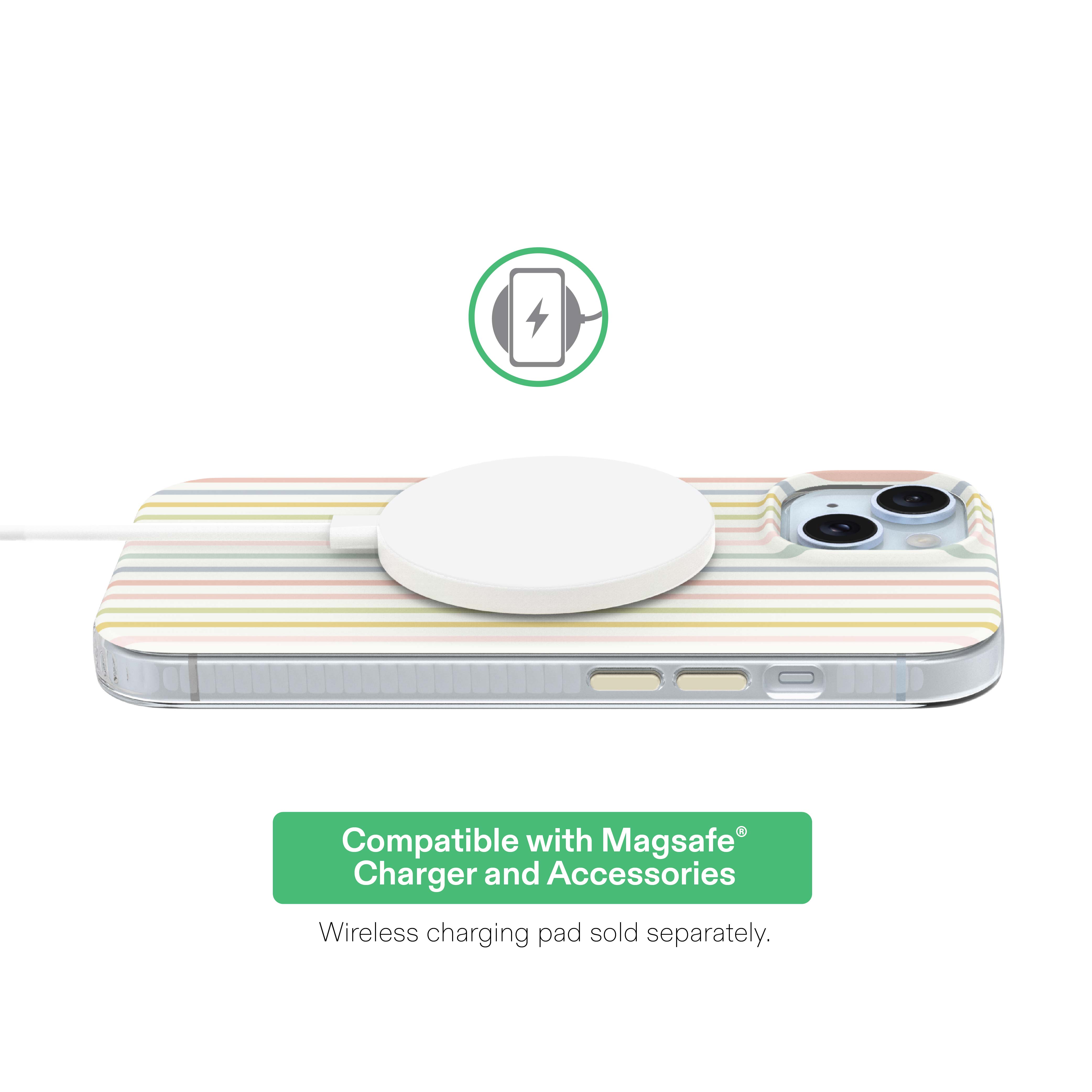 onn Phone Case for iPhone 17e / 16e / 15 / 14 / 13, MagSafe Compatible - Multicolor Stripe