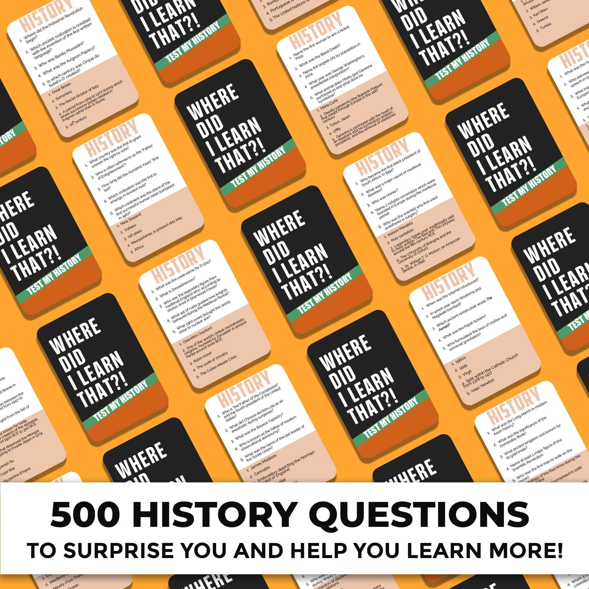 Quokka Trivia Card Games for Adults and Family - Party Board Games 2+ Player - 500 History Questions
