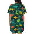 thumbnail image 6 of Fuzoiu Colorful Dinosaurs Print Women's Short-Sleeved Pajama Set,Lounge Sleepwear Set,Womens Pajama Sets 2 Piece,Button-Up Top and Shorts with Pockets-XX-Large, 6 of 7