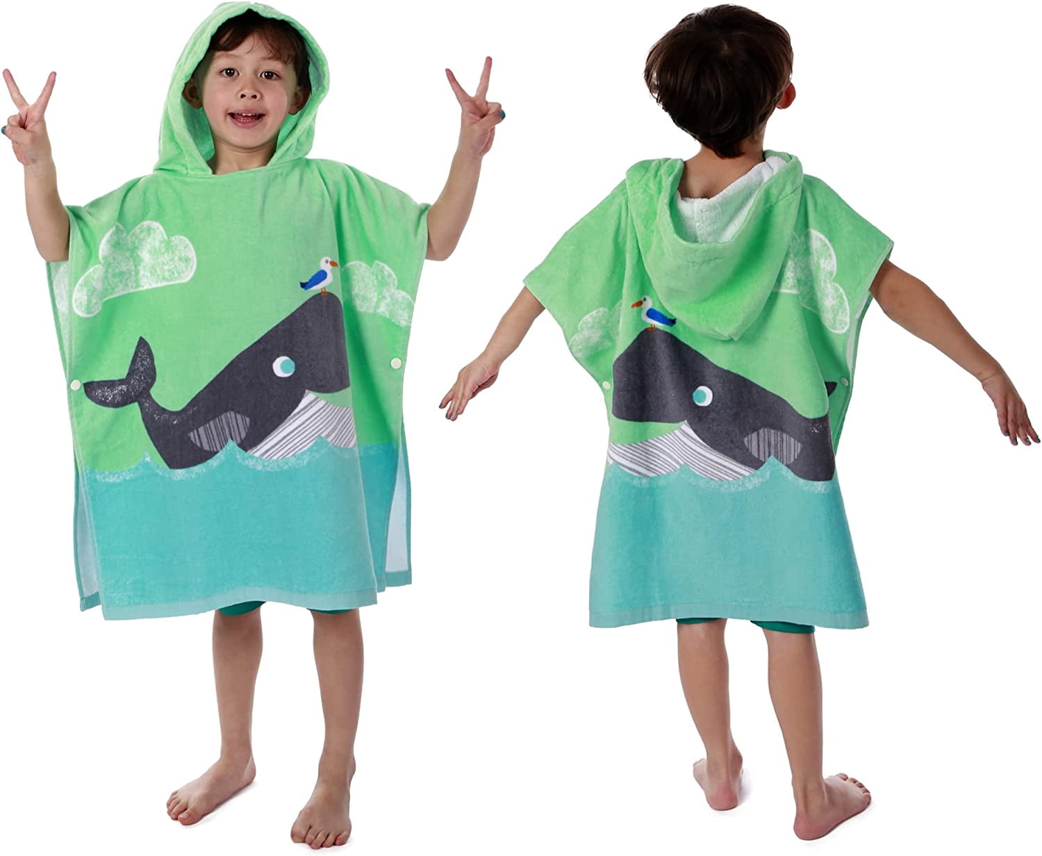 Adult Kids Hooded Towel Children Bathrobe Poncho Beach Bath Swimming Towel-Surf~ 