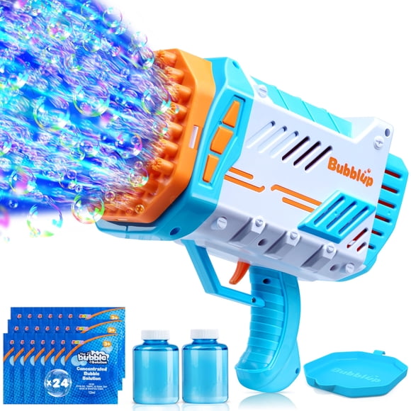 Pistola de burbujas Sloosh de 69 orificios con luces LED y solución
