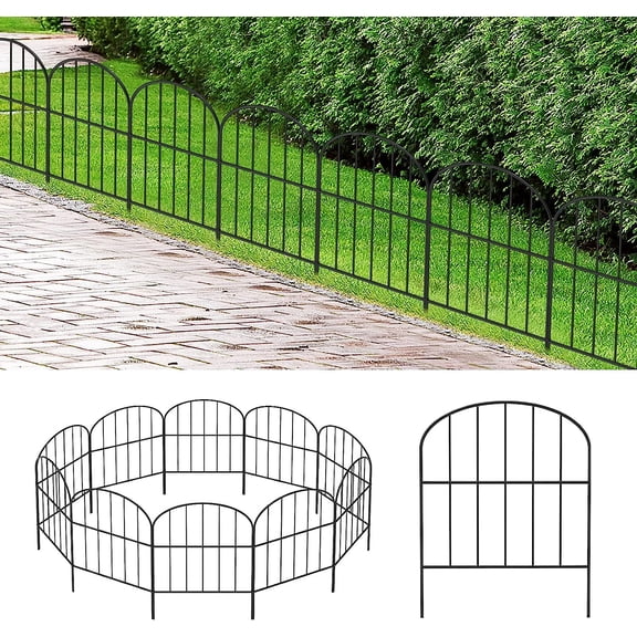 Small Decorative Garden Fence, 10ft (L) x 16.5in (H) Fencing, Rustproof Metal Wire Panel Border Animal Barrier for Dog, Flower Plant Edging for Yard Backyard Outdoor, Arched
