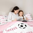 thumbnail image 5 of Erosebridal Soccer Ball Games 7pcs Bedding Comforter Set For Football Boys,Pink Bows Kawaii Bowtie Girls Queen Bedding Sets,Reversible Pink, 5 of 7