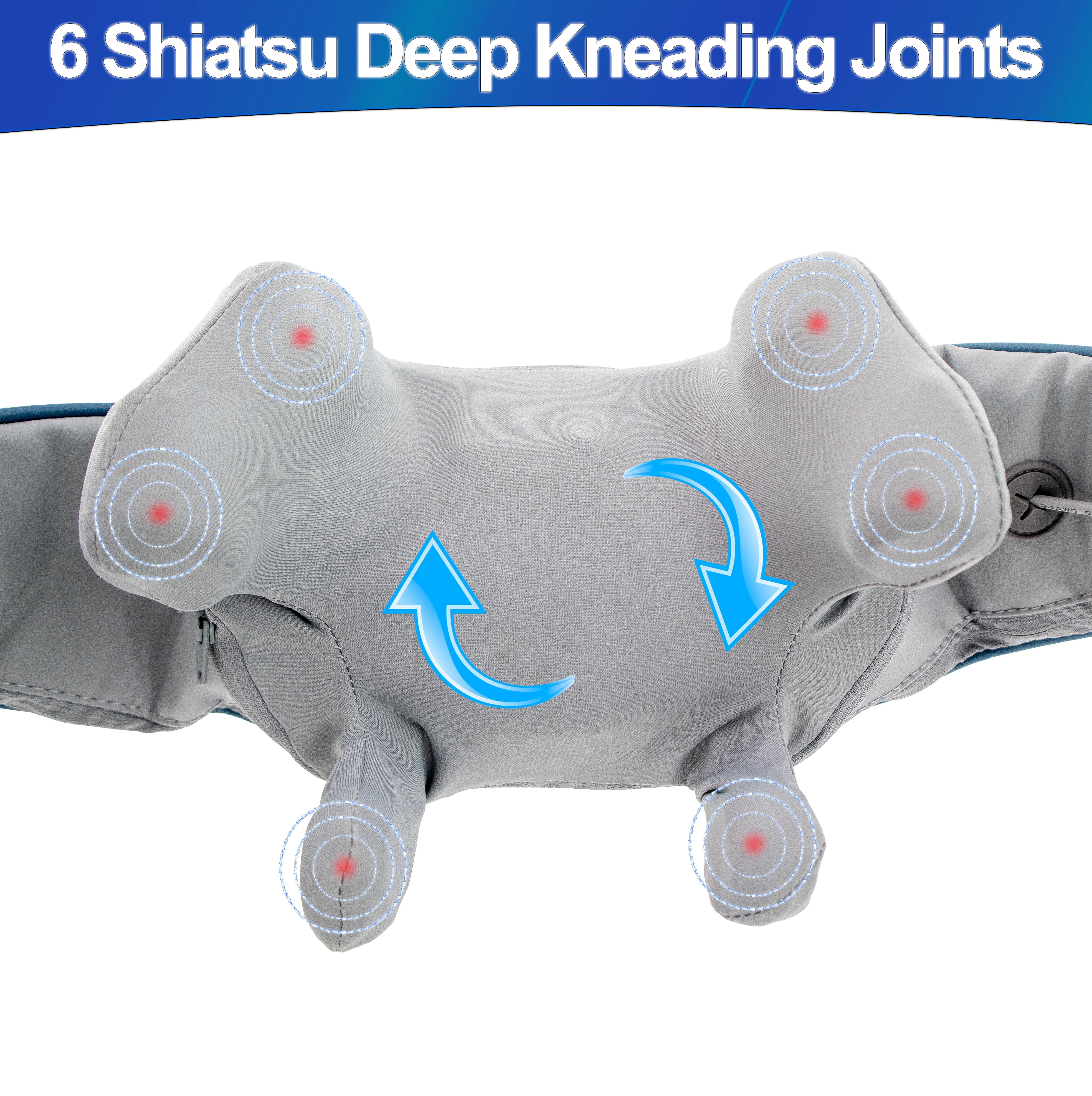 Shiatsu Neck & Shoulder Massager - Ergonomic Deep Tissue w/ Heat, Portable Cordless