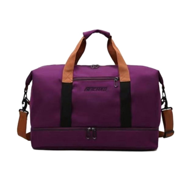 Qarigey Bolsa de viaje de gran capacidad para mujer - Bolsas de viaje impermeables y a prueba de rasguños Bolsa de seca y húmeda Envolturas para manijas de equipaje Púrpura