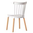 thumbnail image 4 of Modern Plastic Dining Chair Windsor Design with Beech Wood Legs, White, 4 of 7