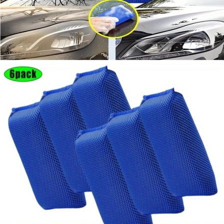 6 Pack Bug Remover Car Wash Sponge Bug and Tar Remover for Cars Exterior - Ultra Soft Mesh Car Wash Sponges Non Scratch
