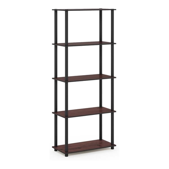 Pemberly Row Engineered Wood 5-Tier Shelf Display Rack in Cherry/Black
