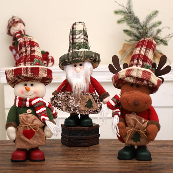 Xihbxyly Muñeca de Pie con Sombrero de Copa, Tela Festiva de Lino y Felpa, Diseño de Postura Estable, Decoración Navideña para El Hogar, Ambiente Festivo Acogedor, Ideal para Sala de Estar o Tienda,