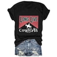 thumbnail image 1 of UANWENN T-Shirt à Col Rond Imprimé Floral pour Femmes, Graphique de Musique Country, Manches Courtes, 2 T-Shirts à Col Roulé pour Femmes, Manches Longues, Haut à Col Roulé pour Femmes, 1 of 2