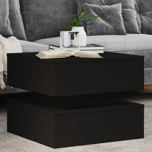 vidaXL Coffee Table Black Engineered wood Low Coffee Table Square