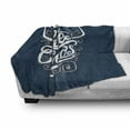 thumbnail image 3 of Enjoy the Little Things Soft Flannel Fleece Throw Blanket, Positive Phrase with Curlicues on Blue Shade Background, Cozy Plush for Indoor and Outdoor Use, 60" x 80", Navy Blue and White, by Ambesonne, 3 of 6