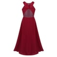 thumbnail image 3 of Runhomal Kids Chiffon Sleeveless Floral Lace Flower Girls Dress Wedding Birthday Party Pageant Maxi Burgundy 6, 3 of 7