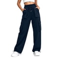 thumbnail image 6 of Mineart Women Solid Cargo Pants Casual Quick Dry Trousers with Elastic Drawstring Waist and Drawstring Hem Multi Pockets Button Trim for Outdoor Hiking, 6 of 9