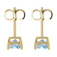 thumbnail image 4 of 2.0 Ct Princess Cut Studs Natural Swiss Blue Topaz 14K Yellow Solid Solid Gold Everyday Dainty Earrings Push Back, 4 of 7