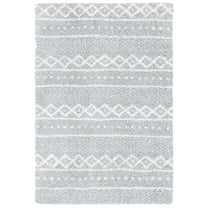 SAFAVIEH Parma Benedict Geometric Shag Area Rug, Grey/Ivory, 4' x 6'