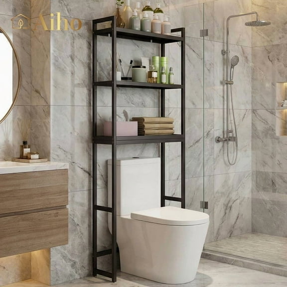 Aiho 3-Shelf Over the Toilet Space Saver，Over the Toliet Storage Cabinet for Bathroom, Lavatory, Laundry - Dark Brown