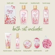 Spa Gift Baskets for Women, 10 Pcs Cherry Blossom Bath and Body Care Sets, Luxury Holiday Beauty Birthday Gift Sets for Her