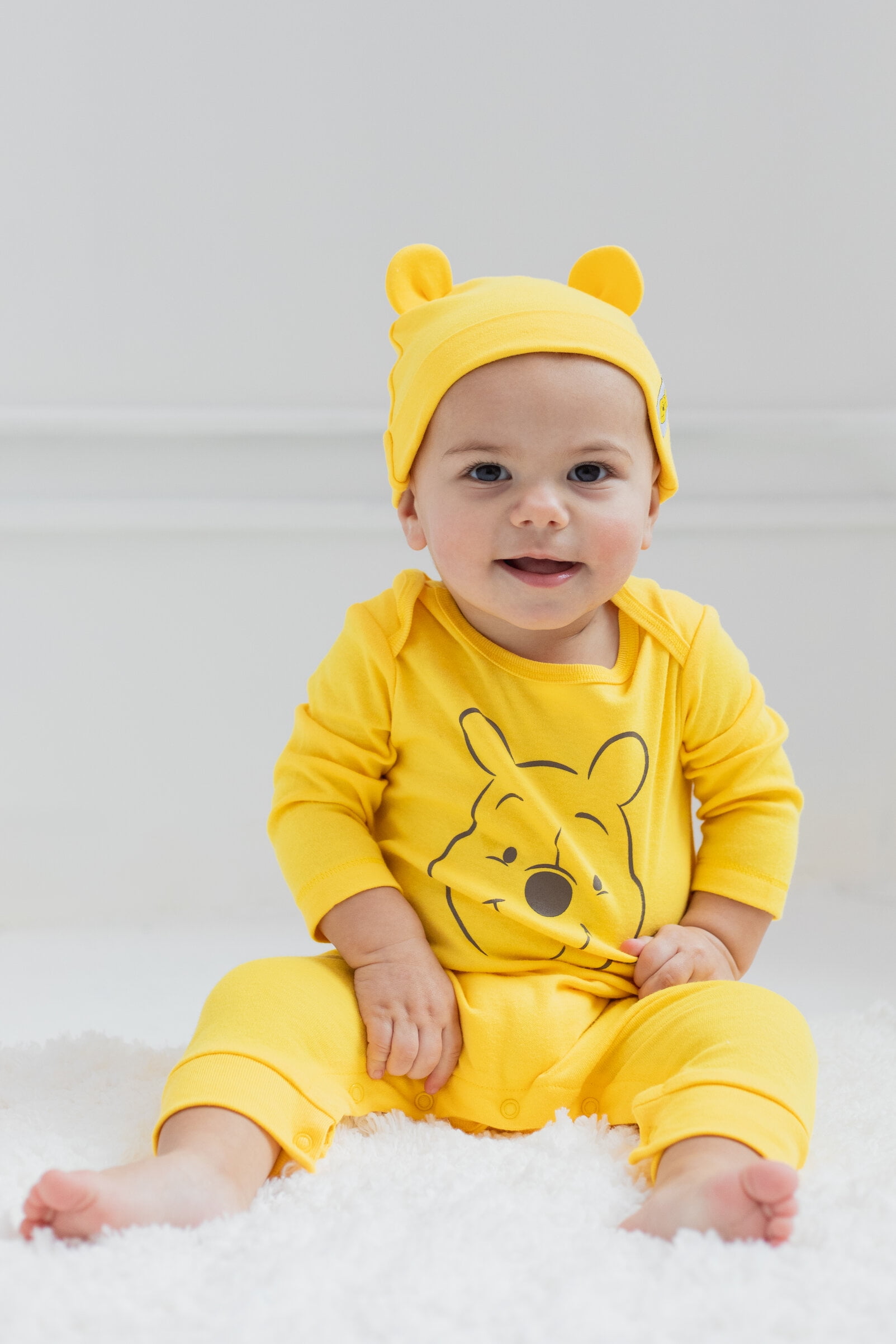 Disney Winnie the Pooh Newborn Baby Boys Snap Coverall and Hat Newborn to Infant