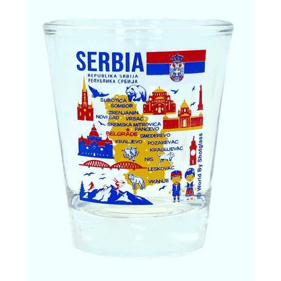 Serbia Landmarks and Icons Collage Shot Glass