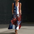 thumbnail image 2 of VBVC Women's Floral V-Neck Sleeveless Maxi Dress,Button Detail Loose Flowy Dress For Women,Ladies' Casual Patriotic Summer Sundress with Pockets,Multicolor,S-3XL, 2 of 8