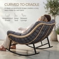 thumbnail image 4 of RADIATA 2-Person Patio Rocking Papasan Chair with Ottoman, Oversized Double Egg Loveseat with Cushion, 620 lbs Wicker Glider Recliner for Outdoor Indoor, Lawn, Deck, Garden, Dark Gray, 4 of 10